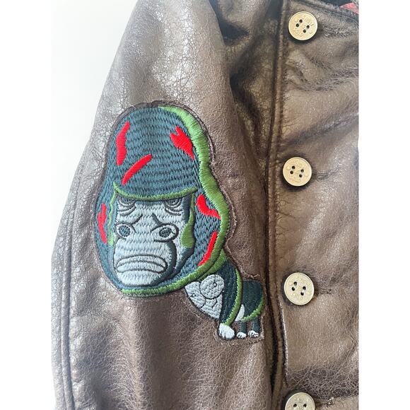 NWT Custo Barcelona Kids Brown Faux Leather Jacket Size 8 - Picture 6 of 10